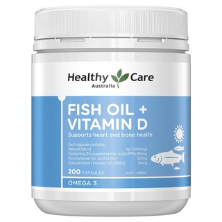 Healthy Care Fish Oil + Vitamin D 200 Capsules