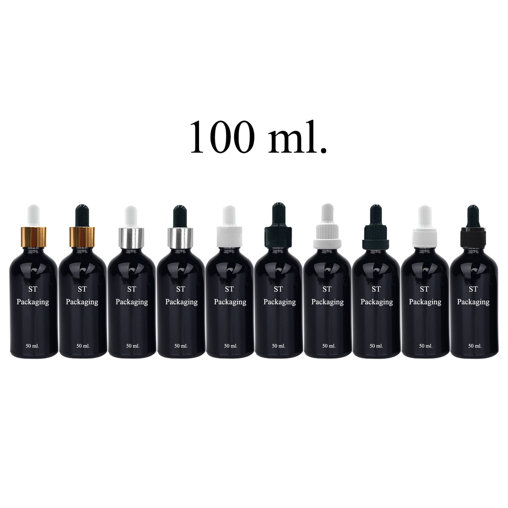 5ml 10ml 15ml 20ml 30ml 50ml 100ml. แพ็กกเกจขวดแก้วสีดำ พร้อมชุดดรอปเปอร์สำหรับบรรจุสารเหลว เอสเซ้นต์ เซรั่ม น้ำมัน