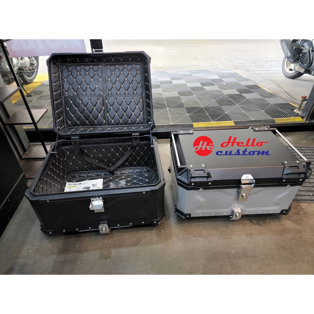 ปี๊บ กล่องท้ายมอเตอร์ไซค์  65 ลิตร / 80 ลิตร พร้อมถาดรองกล่อง พร้อมติดตั้ง 65/80