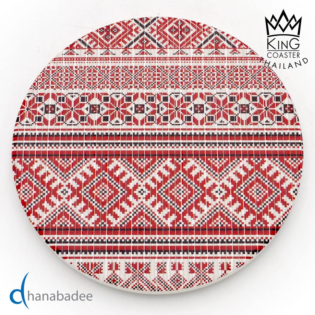 King Coaster จานรองแก้วดูดน้ำ ThaiTexti02 (D10016) เซรามิก ธนบดีเซรามิค