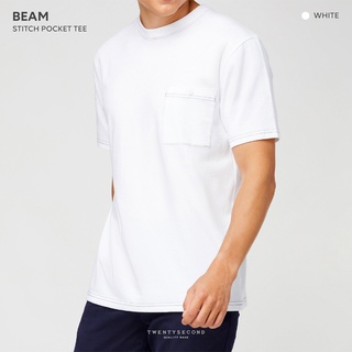 TWENTYSECOND เสื้อยืดแขนสั้น รุ่น BEAM STITCH POCKET TEE (Oversized fit) - สีขาว / White