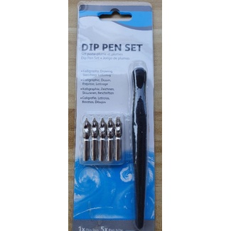 ชุดปากกาคอแร้ง ด้ามพลาสติกสีดำDIP PEN SET( ด้ามพร้อมหัวปากกา nibs5 ขนาด )