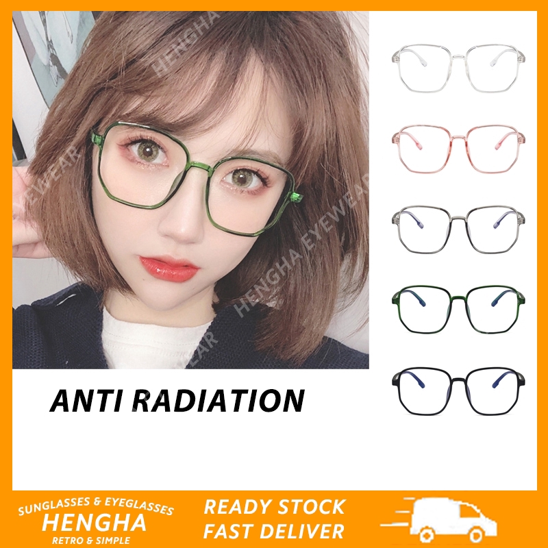 (HENGHA) แว่นตากรองแสงสีฟ้า สไตล์เกาหลี แฟชั่นสำหรับผู้หญิง