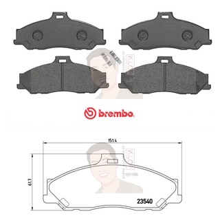 P24 051B ผ้าเบรก F (แท้ BREMBO รุ่น Black) FORD เรนเจอร์ Ranger 4x2 ปี1998-2005