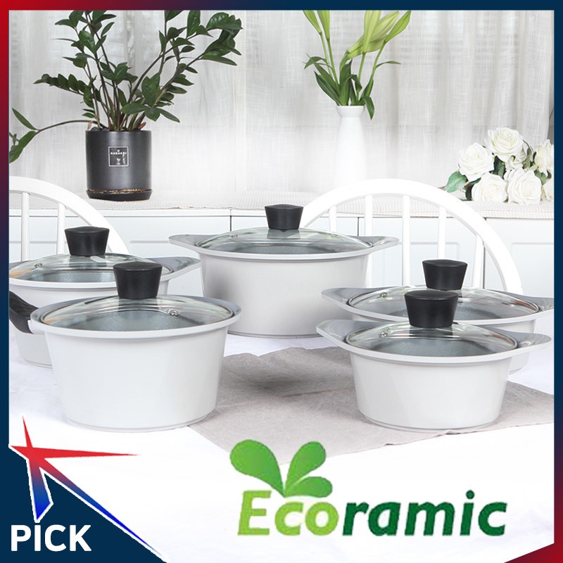 Ecoramic EDEN Ceramic Cast iron Pot / nonstick cooking pots wok cookware 8mvZ