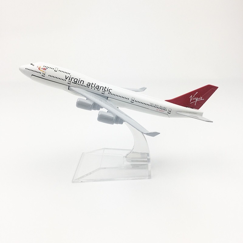 [16cm] โมเดลเครื่องบิน Virgin Atlantic B747 (Aircraft Metal Model) วัสดุทำจากเหล็ก  พร้อมฐาน ของเล่น ของสะสม