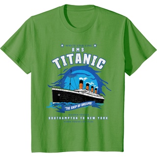 เสื้อยืดลำลองเสื้อยืด ผ้าฝ้าย พิมพ์ลายเส้นดาว สีขาว RMS Titanic "The Ship of Dreams" ของขวัญ สําหรับผู้ชายS to4XL