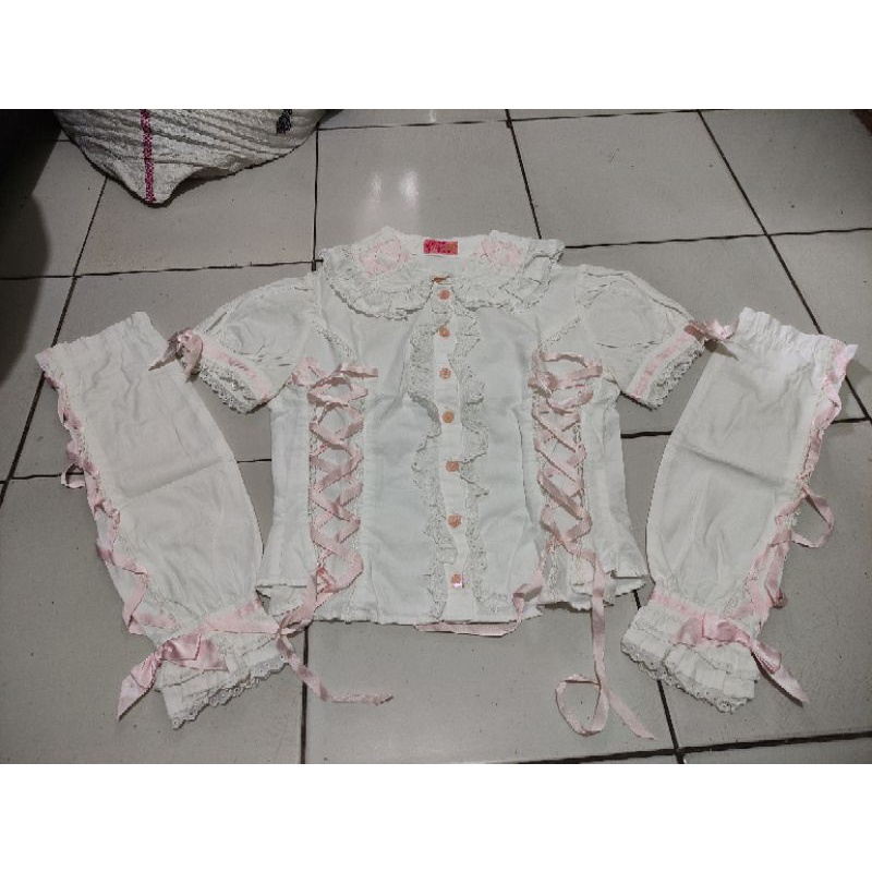 Angelic Pretty White เสื้อเบลาส์ สไตล์โลลิต้า นําเข้า แบรนด์ญี่ปุ่น ori