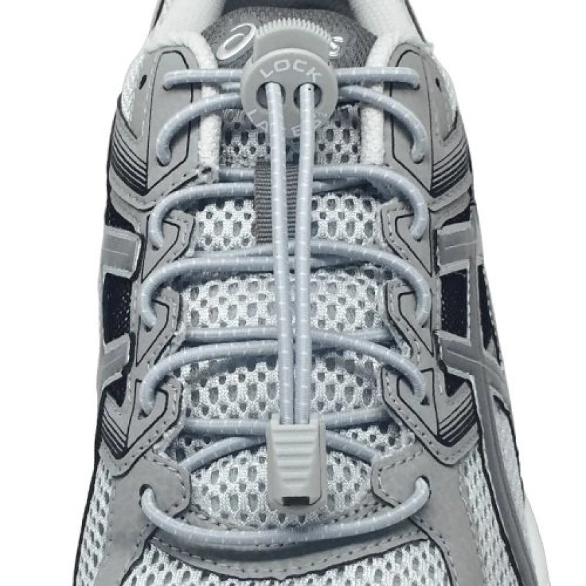DF เชือกผูกรองเท้า ไม่ต้องผูก รองเท้า Lock Laces No-Tie Elastic Shoe Laces Lock And Clip For Custom Fit - Gray