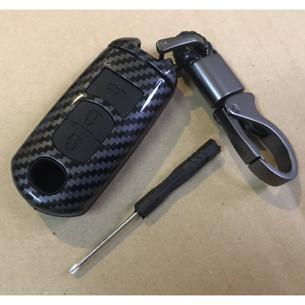 ปลอกกุญแจคาร์บอนสําหรับ Mazda 2, Mazda 3, Mazda 6, Mazda Cx5, CX8, CX3, CX30, CX-30 พร้อมพวงกุญแจรวม