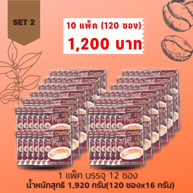 กาแฟผสมจมูกข้าว10แพ็ค(120 ซอง)Coffee Plus
