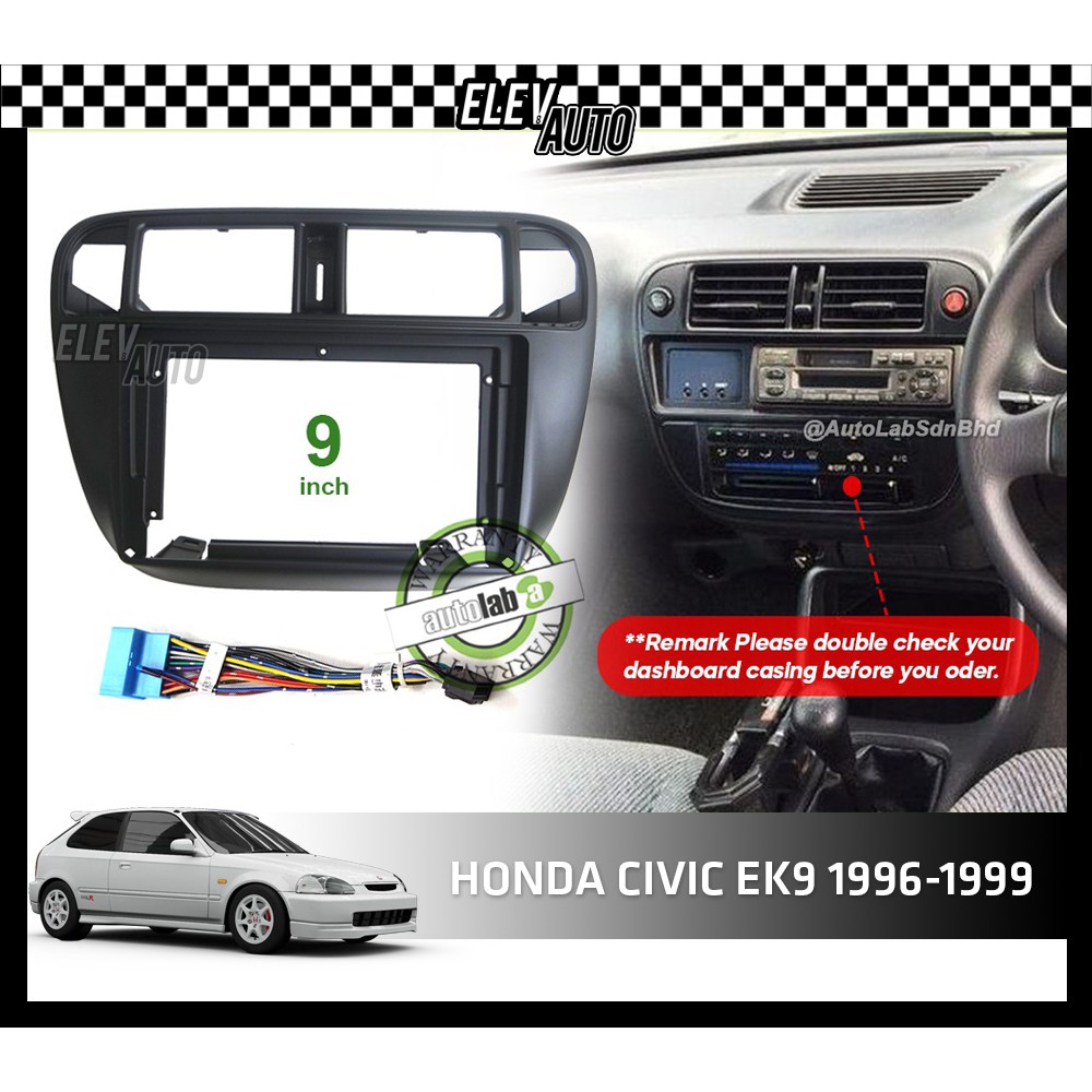 Honda Civic 1996-1999 EK9 Android Player Casing 9" with Player Socket Monitor Frame