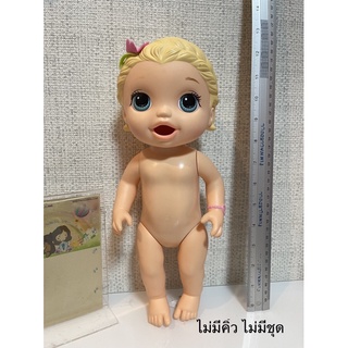 Baby alive ทานแป้งโดว์ได้ค่ะ ไม่มีเสียง ของแท้ ไม่มีชุดนะคะ คิ้วหายข้างนึงค่ะ