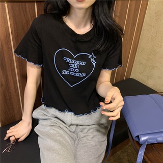 Women Fashion Korean Slim Casual short-sleeved t-shirt Cute top