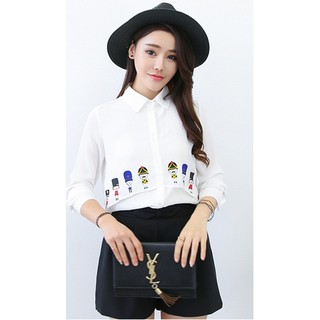 Printed White Shrit Korean เสื้อสวยๆ ราคาเบาๆ