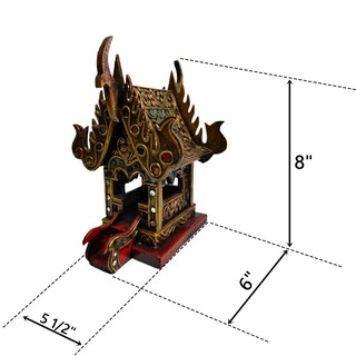 บ้านทรงไทยไม้สักแกะสลัก ศาลพระภูมิขนาด15cmx14 cm x20 cmตกแต่งบ้าน ที่ระลึกของขวัญ!!!