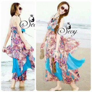 Summer Sweet Bohemian Layer Chiffon Maxi Dress