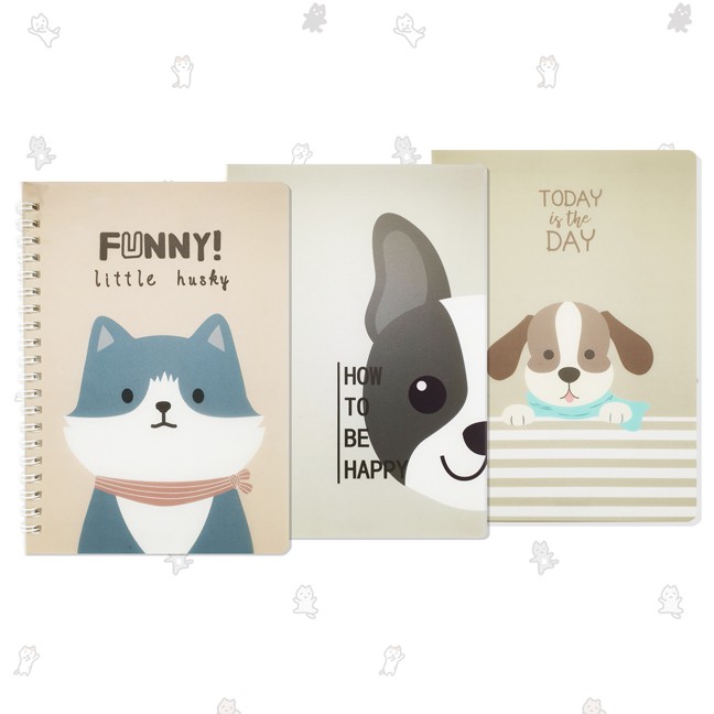 สมุดโน๊ตริมห่วงปกพลาสติก Note Book ลายน้องหมาน่ารัก