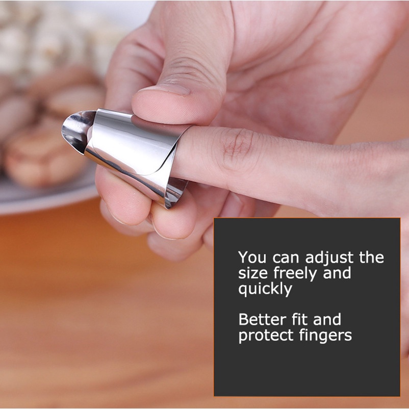 1/5 ชิ้น สร้างสรรค์ สเตนเลส ปรับได้ ทนทาน ตัดผัก ป้องกันนิ้ว / ครัว ใช้งานได้จริง อเนกประสงค์ ถั่วลิสง ปลอกนิ้ว อุปกรณ์ป้องกัน - รูปที่ 6