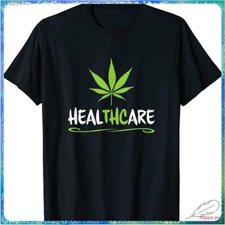 สินค้าเฉพาะจุดHOT SALE happy posh เสื้อยืดกัญชา เสื้อยืดผู้ เสื้อยืดผูหญิง HEALTHCARE Pot Leaf Support Medical Marijuana