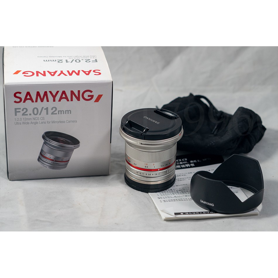 Samyang 12mm f/2.0 NCS CS Lens - [For Sony E, SLiVER]   (มือสอง)   ครบกล่อง พร้อมถุงใส่เลนส์
