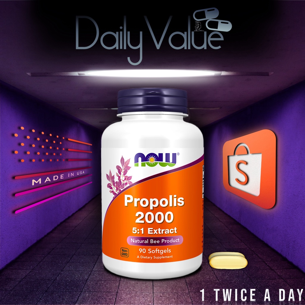 โพลิส / Bee Propolis 2000 5:1 Extract 90 Softgels by NOW FOODS