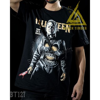 เสื้อยืดผ้าฝ้ายพรีเมี่ยม BT 127 Halloween เสื้อยืด สีดำ BT Black Timber T-Shirt ผ้าคอตตอน สกรีนลายแน่น S M L XL XXL