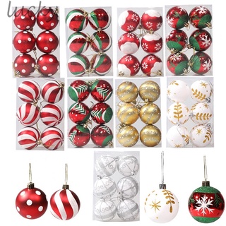 6PCS Painted Christmas Balls Decoration Arrangement Christmas Tree Ornaments#Ready Stock