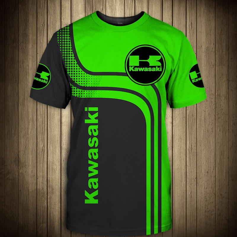 KAWASAKI รูปแบบใหม่การพิมพ์ลายคาวาซากิ กีฬาเสื้อยืดท็อปส์ผู้ชายและผู้หญิงแห้งเร็วระบายอากาศแขนสั้น