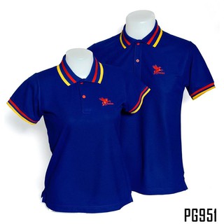 King Pegasus - เสื้อโปโลผู้ชาย Pegasus ผ้านิ่มใส่สบาย สีน้ำเงิน ปกเหลือง/แดง รหัส PG951