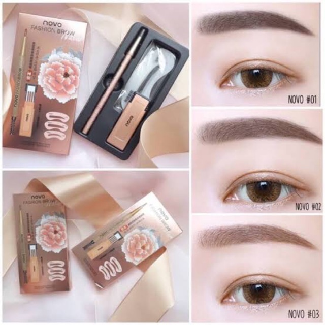 Novo FASHION BROW โนโว ดินสอเขียนคิ้ว แบบหมุน มีแปรงปัดคิ้วในตัว