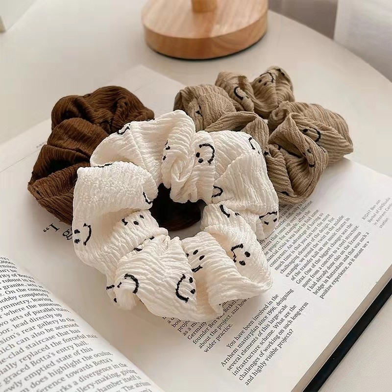 scrunchy สไตล์เกาหลีหน้ายิ้ม สำหรับผม น่ารักและเรียบง่าย สำหรับผู้หญิง