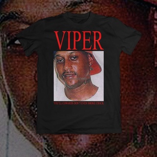 แขนสั้นcrew neckเสื้อยืด ลาย Viper YouLl Cowards DonT Even Smoke Crack สีดําS-XXXXL