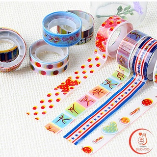 สติกเกอร์ วาชิเทป ม้วนเทปลายการ์ตูน ตกแต่ง สมุดรายงาน สติ๊กเกอร์  Cute Cartoon Tape