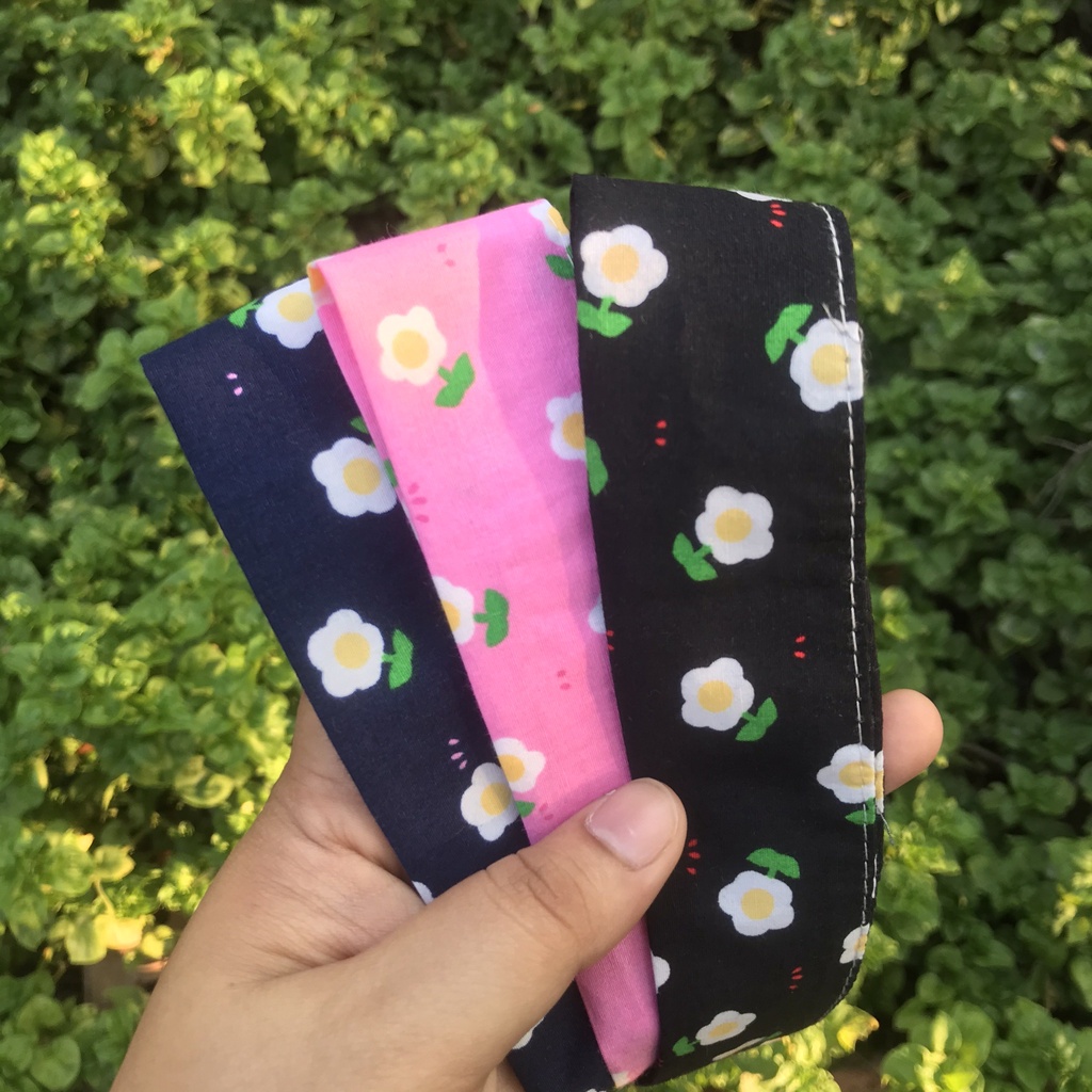 โบว์ผูกผมลายดอกไม้ไข่ดาว/พร้อมส่ง