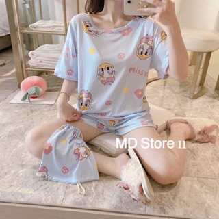 Pajamas ชุดนอนแฟชั่น ชุดนอนแขนสั้นขาสั้น ชุดนอนผ้าคอตตอน🐥🐥