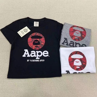 [S-5XL]เสื้อแขนสั้น ผ้าฝ้ายแท้ ลาย Aape Trdemark แฟชั่นฤดูร้อน สําหรับแม่ และลูก