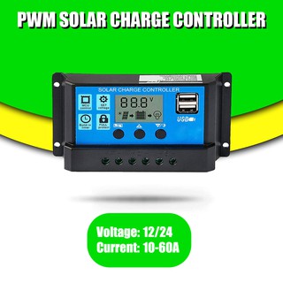 [ประกัน 3 เดือน] PWM Solar charger controller 12V 24V โซล่าชาร์จเจอร์ ควบคุมการชาร์จ 10A 20A 30A 40A 50A 60A