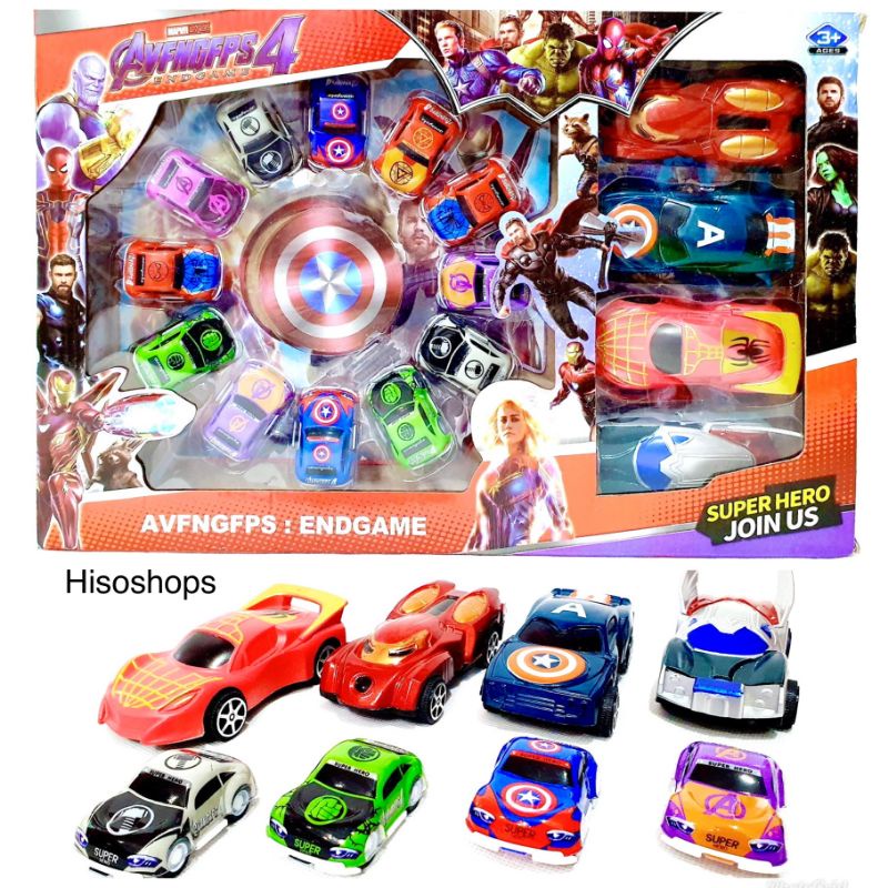 เซ็ทรถซุปเปอร์ฮีโร่ Avenger End Game สุดเท่ ถอยวิ่ง 16 คัน คันใหญ่ 4 คัน คันเล็กอีก 12 คัน แบบจุใจ T