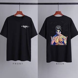 เสื้อแฟชั่นผญ - 2PAC Tupac แขนสั้นแฟชั่นสตรีทตัวละครย้อนยุคเสื้อผ้าสั้น 2PAC เสื้อยืดคอกลม