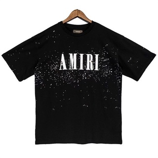 Amiri เสื้อยืดแขนสั้นลําลอง พิมพ์ลายโลโก้ตัวอักษร ทรงหลวม เข้ากับทุกการแต่งกาย แฟชั่นฤดูร้อน สไตล์สตรีท