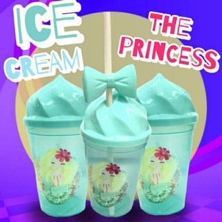 Ice cream The princess แก้วไอศครีมแฟนซีลายเจ้าหญิงพร้อมหลอด