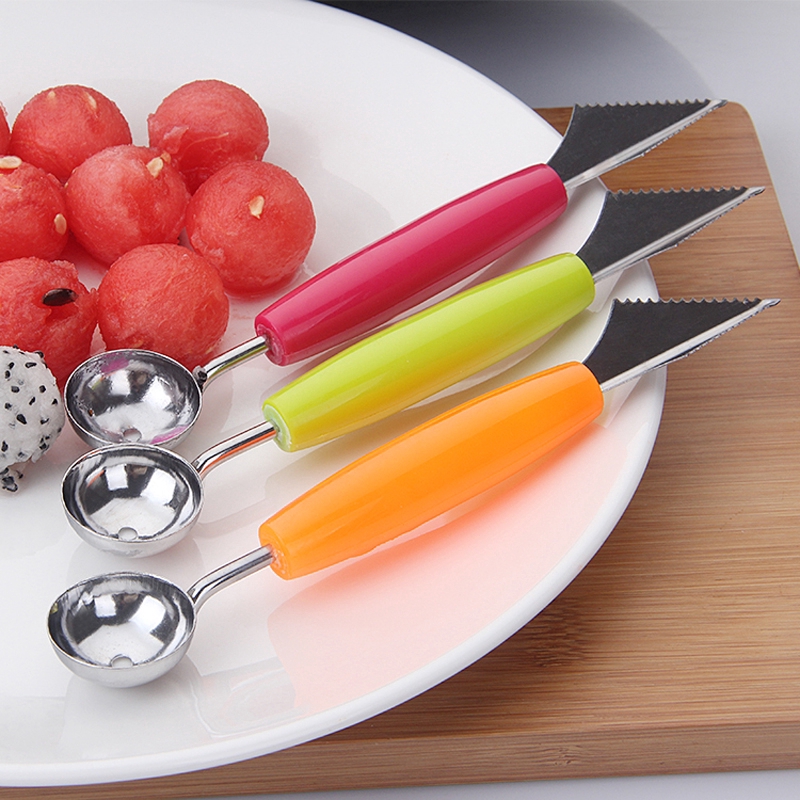 1PC Creative Fruit Carving Knife / Stainless Steel Double-end Scoop / DIY Fruit Baller Spoon /  Watermelon Melon Fruit Carving Gouge Tool / Spoon Baller Diy Assorted Cold Dishes Tool