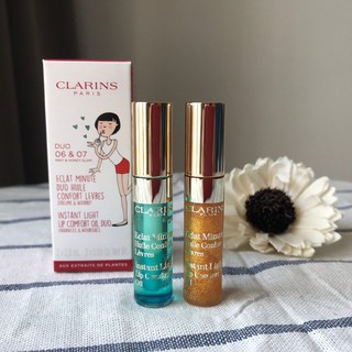 CLARINS Instant Light Lip Comfort Oil Duo Enhances &amp; Nourishes 2.8x2pcs.