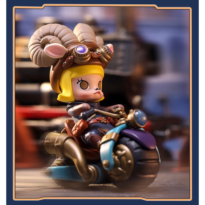 【ของแท้】ตุ๊กตาฟิกเกอร์ Molly Steam Punk Animal Bike Series Popmart น่ารัก สําหรับเก็บสะสม