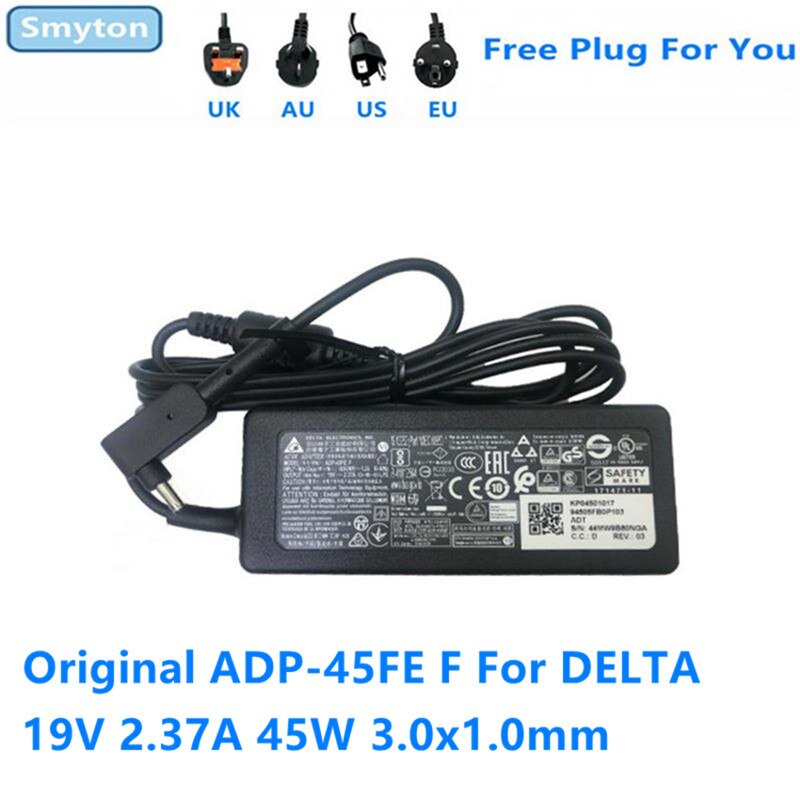 45W AC Adapter Charger สําหรับ ACER 19V 2.37A 45W 3.0x1.0mm DELTA ADP-45FE F แล็ปท็อปอะแดปเตอร์จ่ายไ