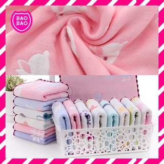 BAOBAOBABYSHOP - ผ้าสาลู 6 ชั้น ขนาด 25*50 cm ผ้าขนหนูสำหรับเด็กผู้ชาย/เด็กผู้หญิงลายน่ารัก ทำจากฝ้าย 100%