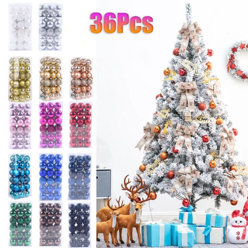 ลูกบอลแขวนตกแต่งต้นคริสต์มาสขนาด 4 ซม. 36 ชิ้น/ชุด