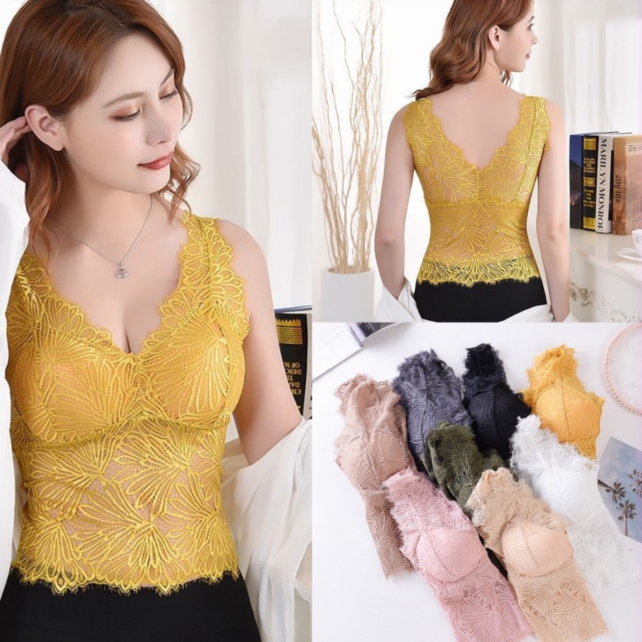 367 เสื้อกล้ามลูกไม้ บราลูกไม้เต็มตัว ผ้านิ่ม ใส่สบายไม่คัน บราไร้ขอบ ไร้โครง  เสื้อแฟชั่น  เสื้อชั้