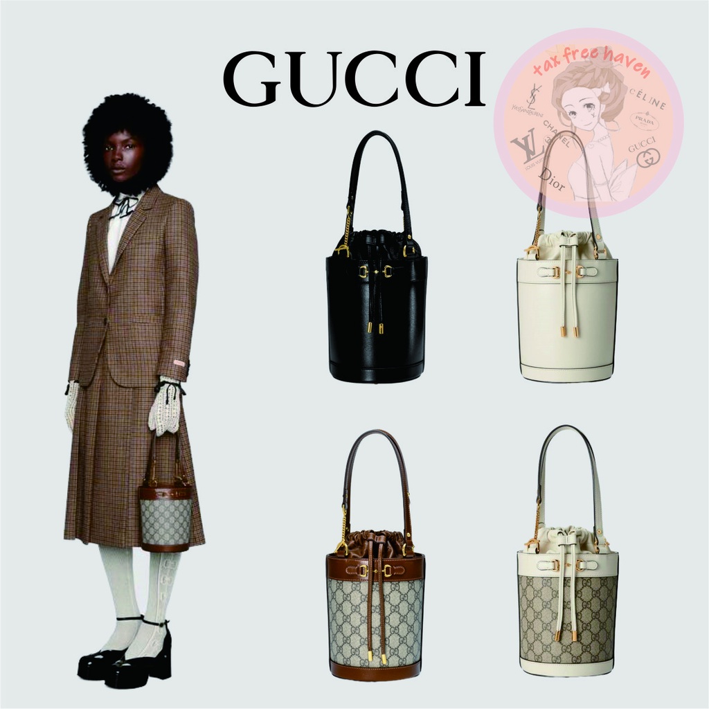 Shopee ถูกที่สุด 🔥100% ของแท้ 🎁Gucci Brand New Gucci Horsebit 1955 Series Small Bucket Bag